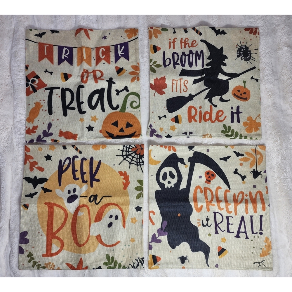 Halloween Pillow Covers (4), Set of 4, Pillow Cases, Fall Pillow Covers, Cute